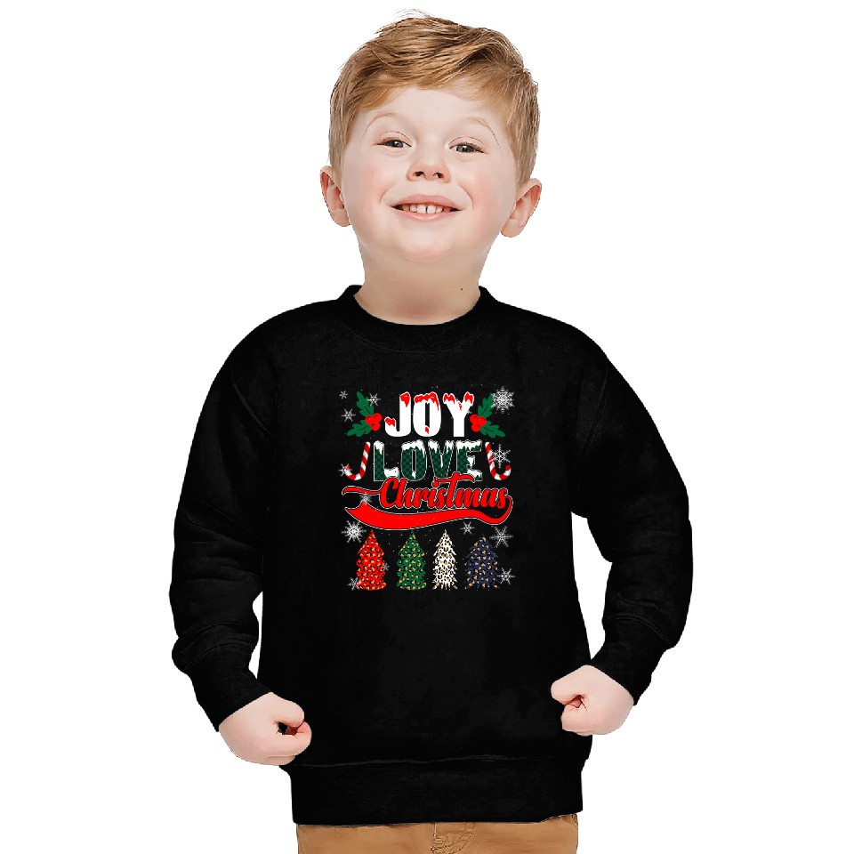 Joy Love Christmas Trees Gingham Plaid LEO Cheetah Print Sweatshirts
