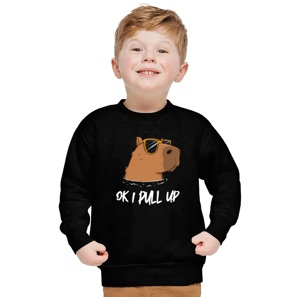 capybaras Lover OK I Pull Up capybaras Cool Animal Sunglasses Thanks to Meme Sweatshirts