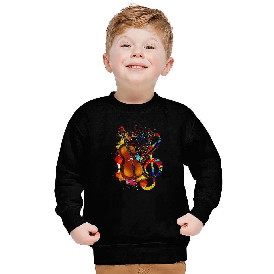 Cello Lover Colorful Treble Clef Orchestra Cello Player Cellist Cello Sweatshirts