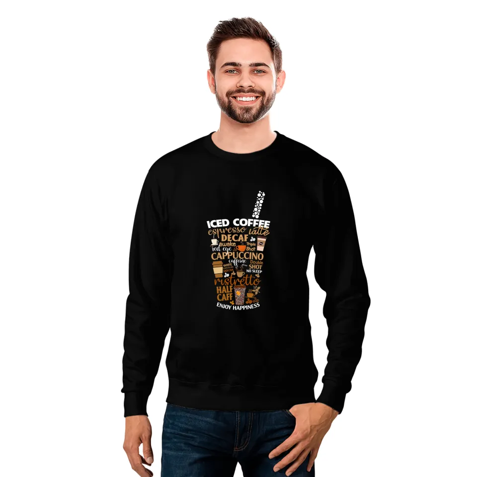 CF Coffee Iced Coffee Cup Coffee Lover But First Coffee Espresso Latte Sweatshirts