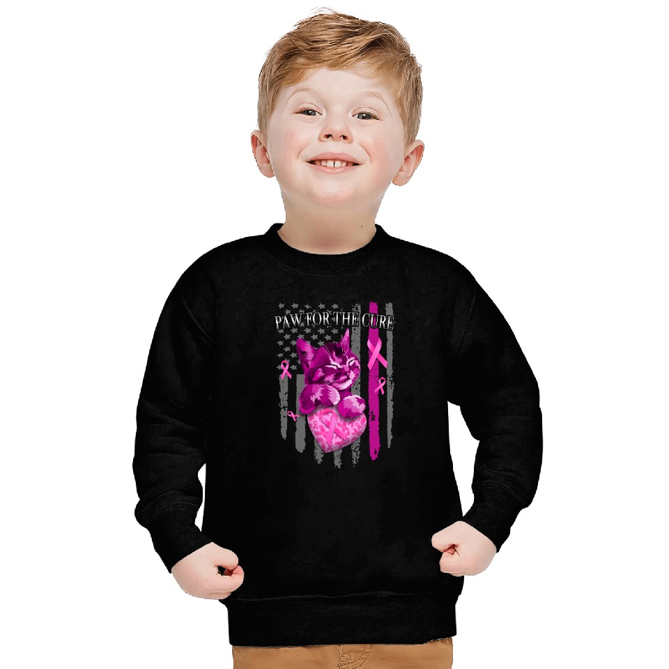 black cats Paws BC Breast Cancer Cat Paw For The Cure Sweatshirts