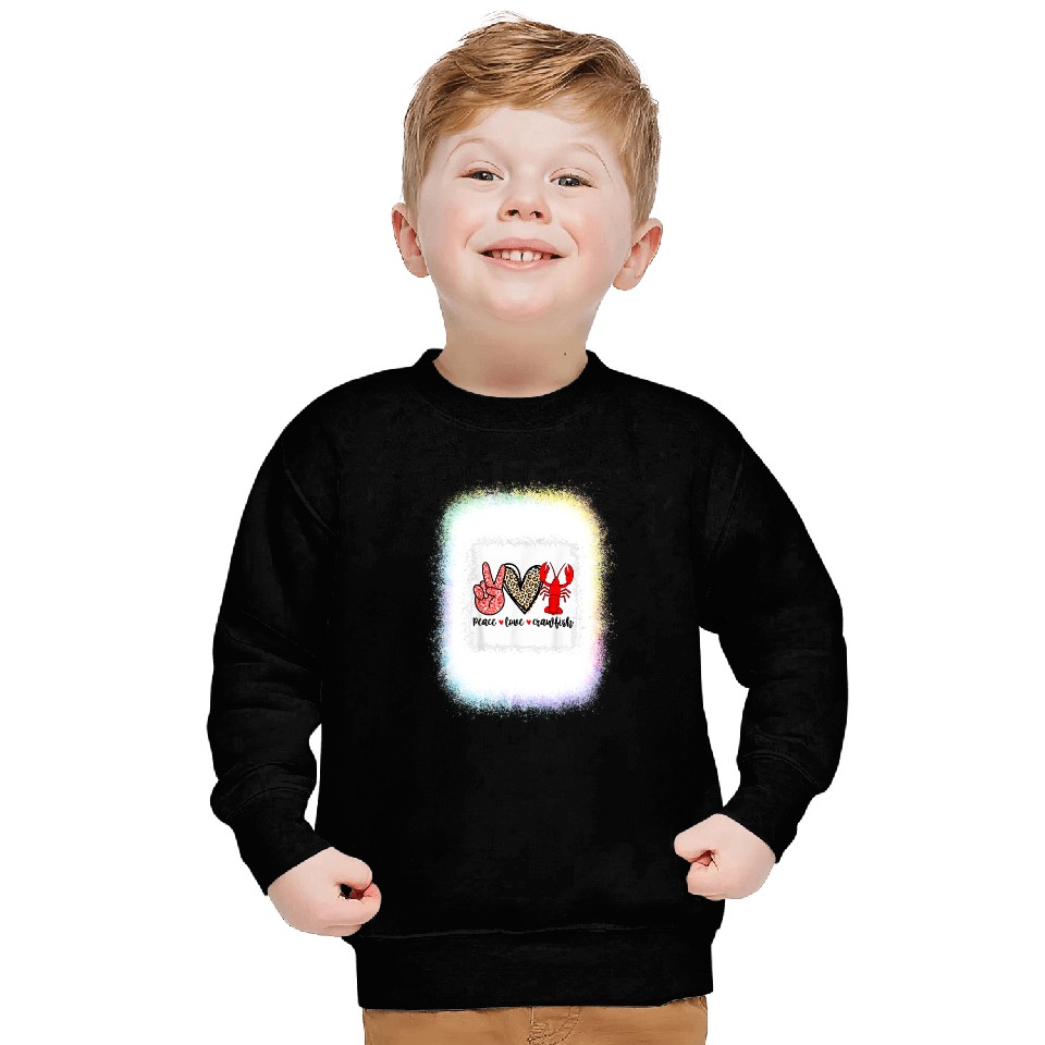 Crawfishs Bleached Peace Love Crawfish Leopard Crawfish Seaso Bleached Sweatshirts