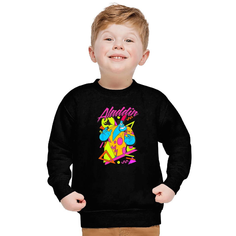 Disney Aladdin Genie Retro Abstract 90's Print Graphic Sweatshirts