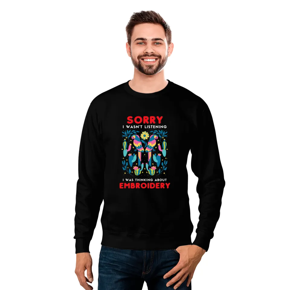 Embroidery Retro Embroidered Bird Lover Flower Embroidering Sweatshirts