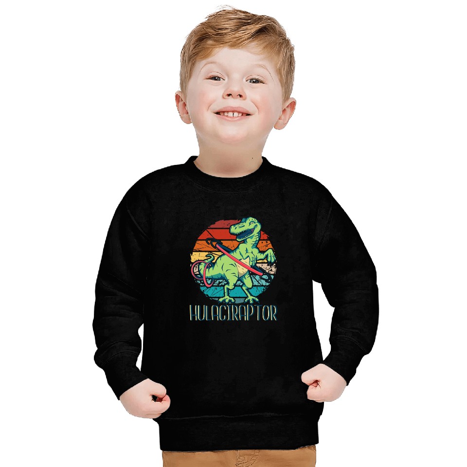 Dinosaur Dino vintages velociraptor using a hula hoop Dinosaur hooper Sweatshirts