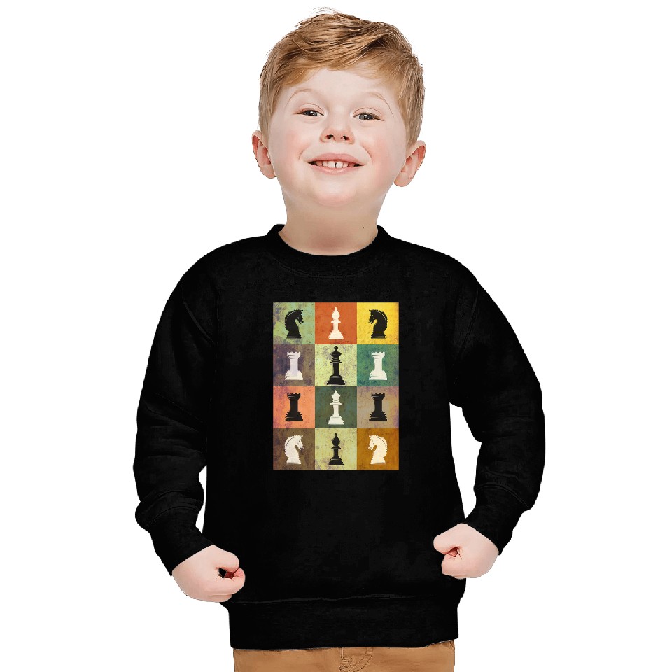 vintages Chess Pieces Chess King Queen Sweatshirts