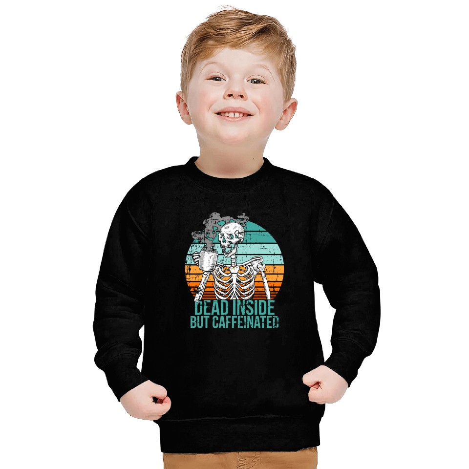 Dead Inside But Caffeinated Retro Distressed Black Coffee Sweatshirt