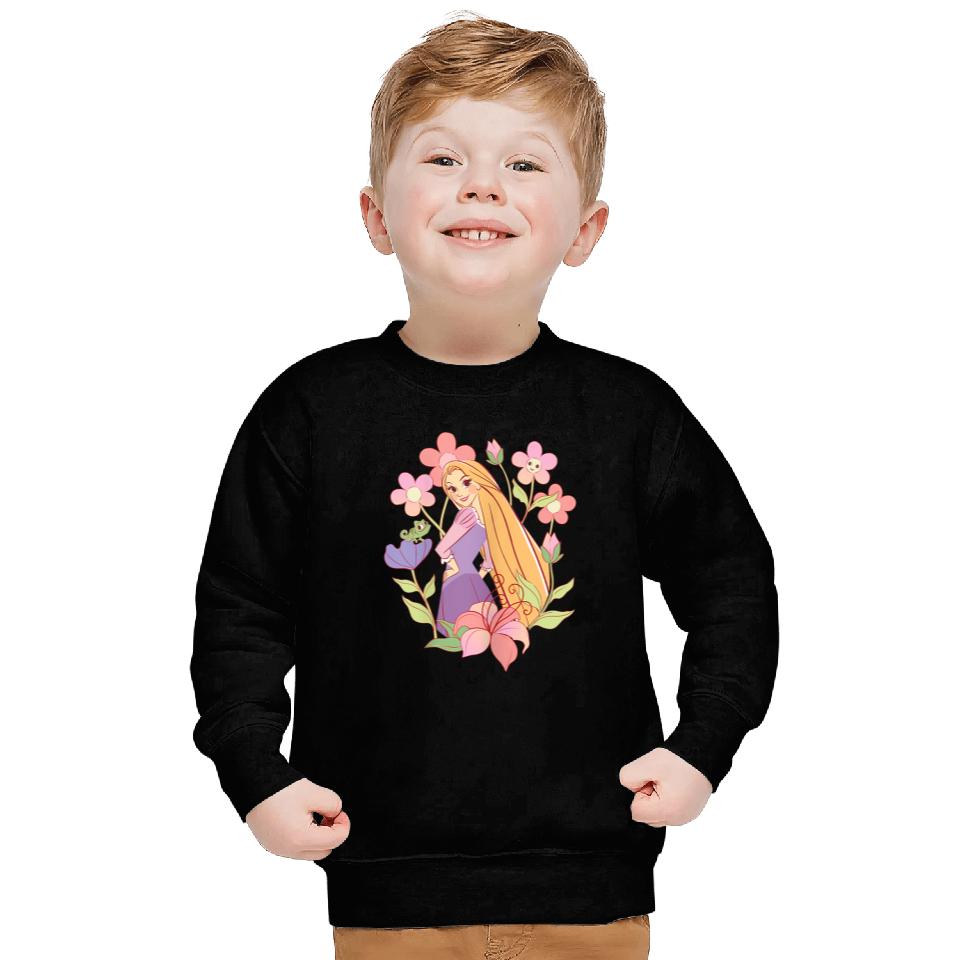 Disneyss Tangled Rapunzel Pascal Floral Princess Sketch Sweatshirts