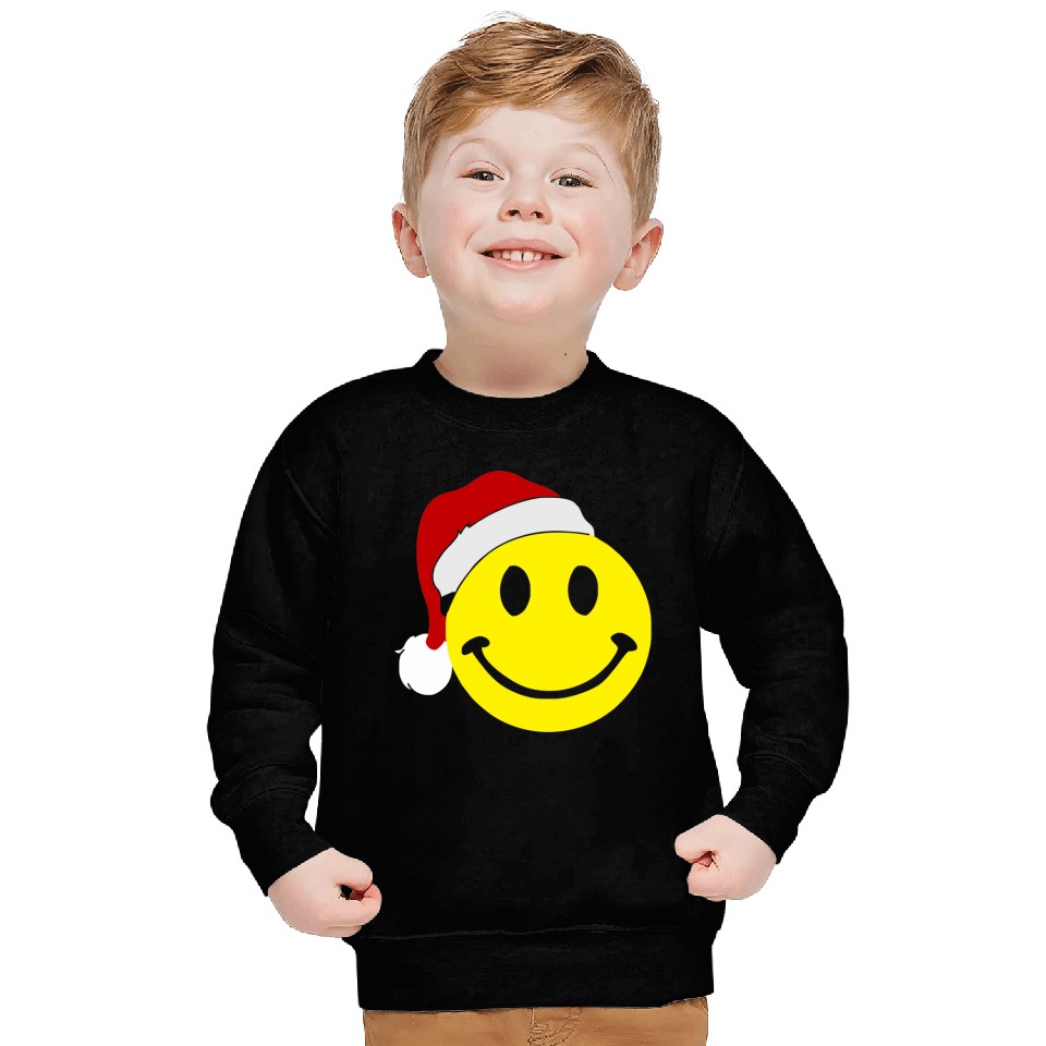 Smiley Face Wears Santa Hat Merry Christmas Sweatshirts