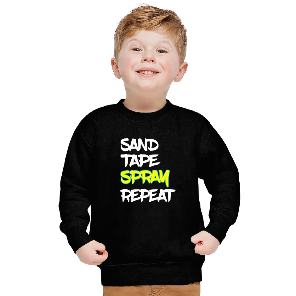 Auto Body Painter Sand Tape Spray Repeat Autobody Technician 1 Sweatshirts