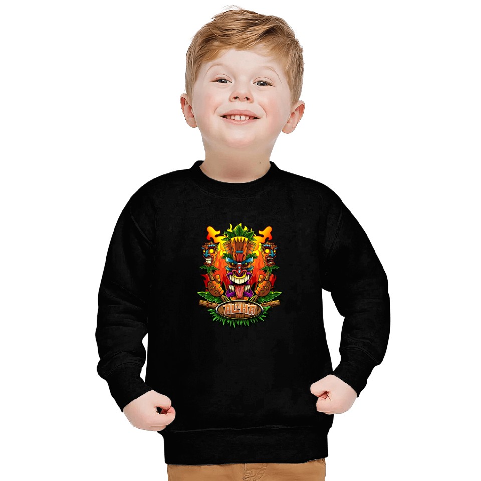 Aloha Hawaiian Tiki Character Art Sweatshirts