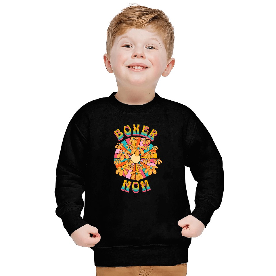 Boxer Mom Retro 60s Flower Dog Love Sweatshirts