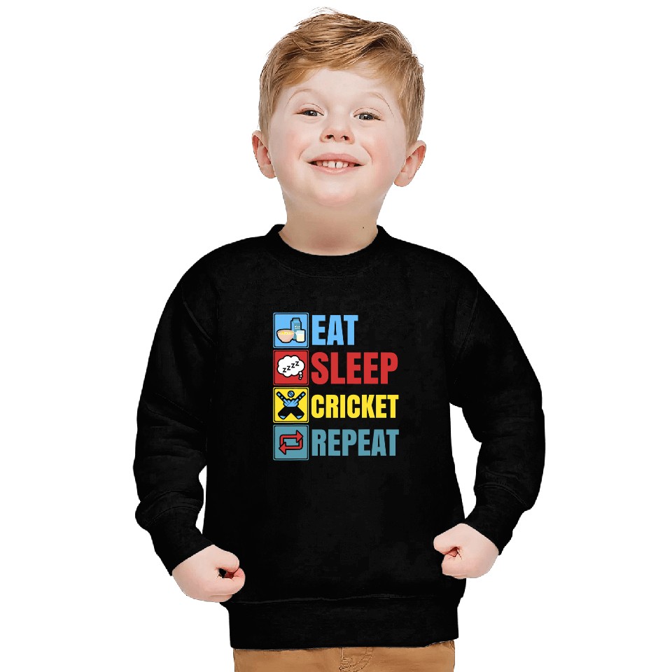 Cricket Fan Eat Sleep Cricket Repeat Cricket Player Cricketer Sweatshirts