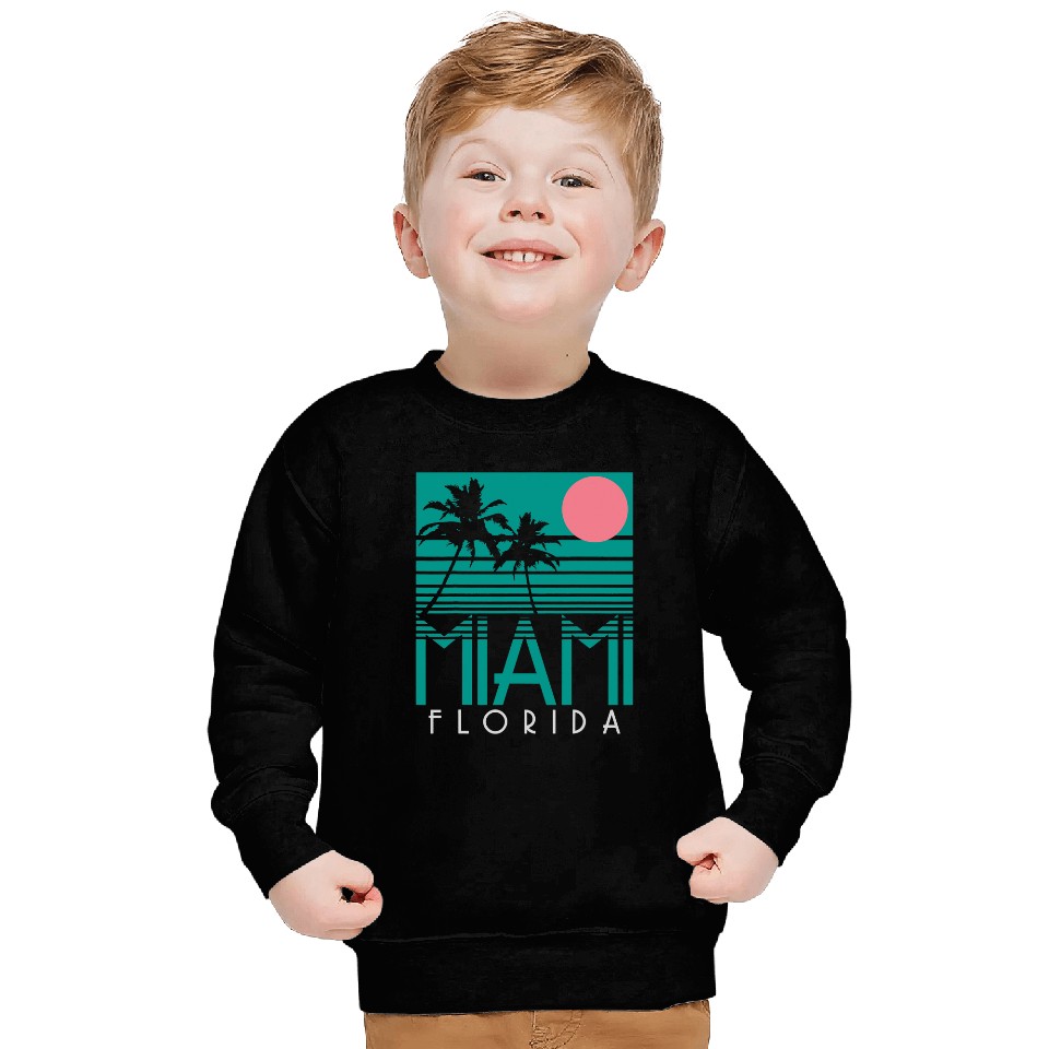 Surf Life Miami Florida vintages Retro Palm Trees Beach Summer Surf Sweatshirts