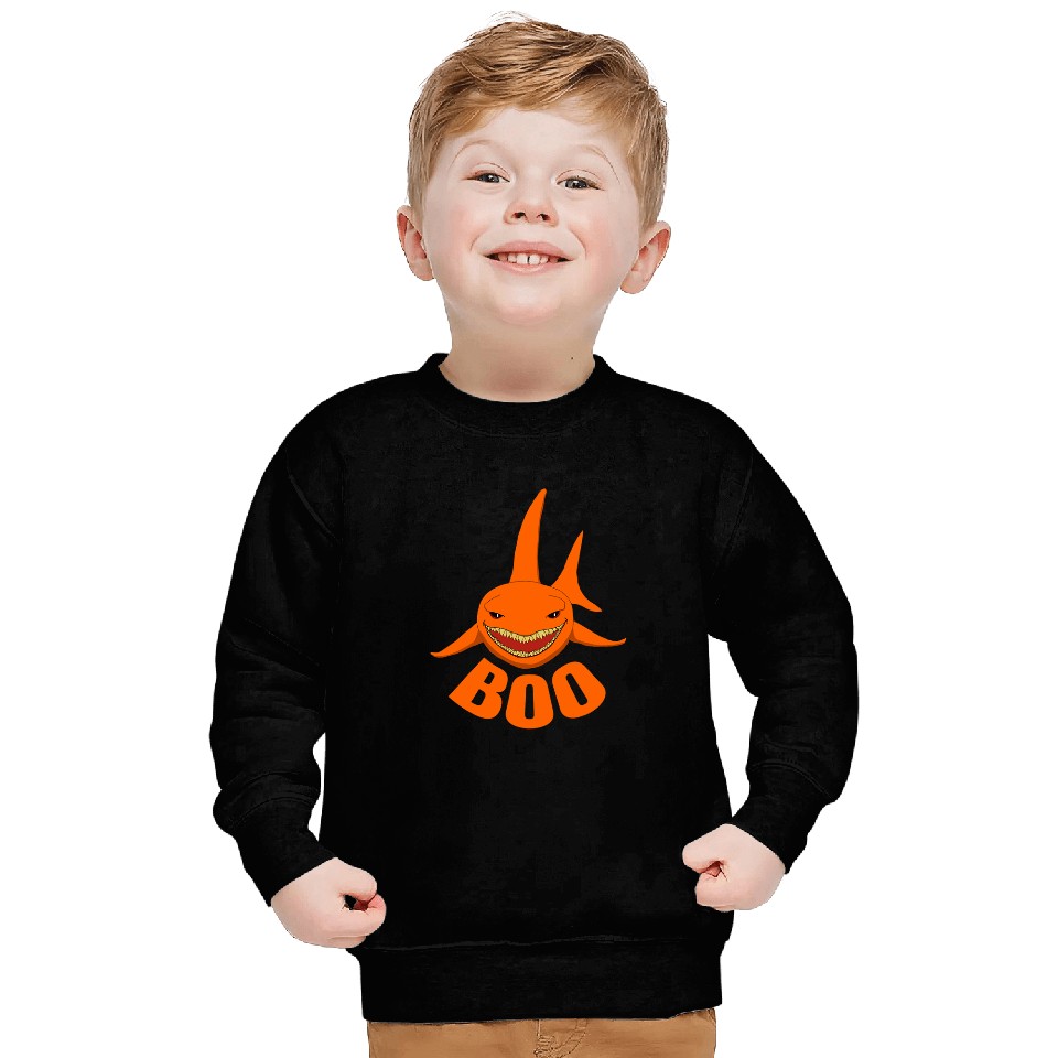 Funny Halloween Orange Boo Shark Sweatshirts