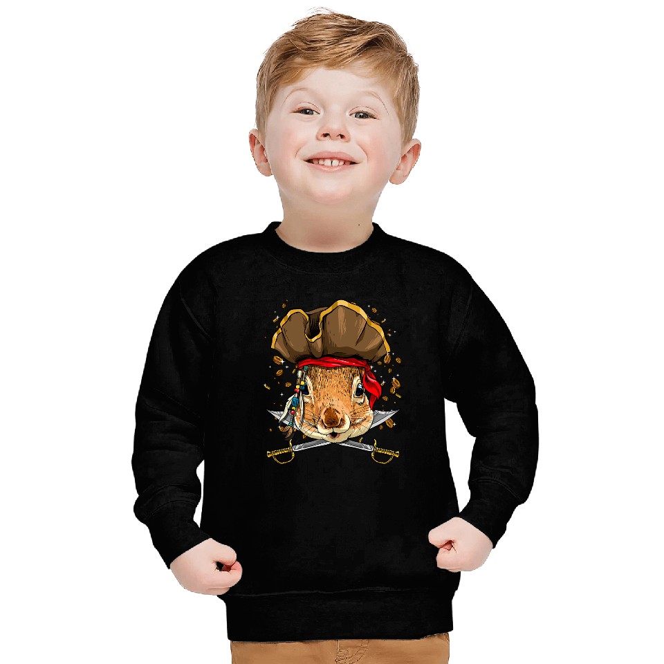 Squirrel Lover Pirate Squirrel Jolly Roger Flag Nautical Squirrel Lover Sweatshirts
