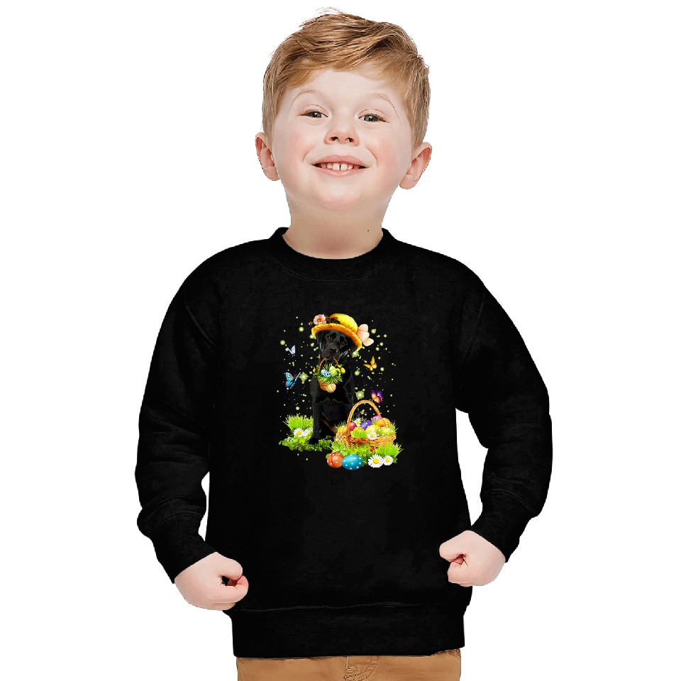 Labrador Lab Dog Bunny Black Labrador Dog Happy Easter Eggs Easter Gift Sweatshirts