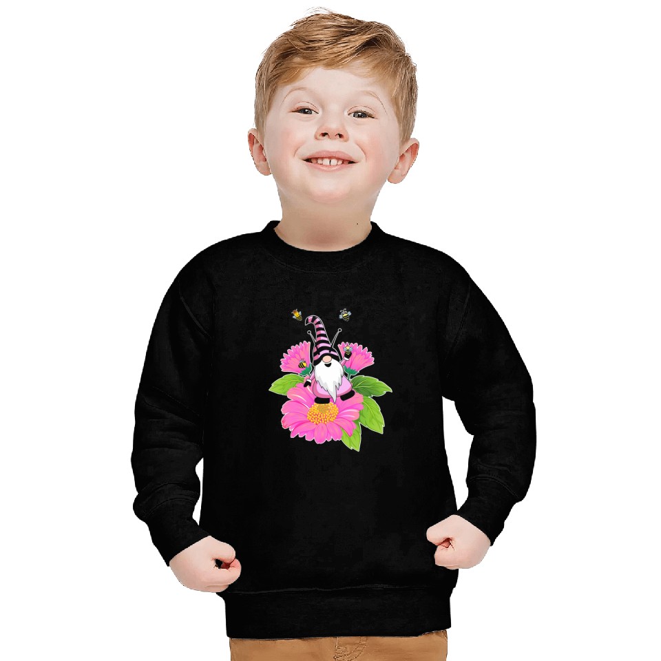 Cute Gnome Flower Gardening Gnomes Bee 2 Sweatshirts