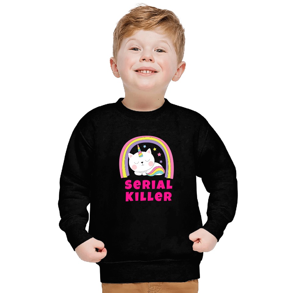 Sarcastic Retro Rainbow Funny Unicorns Serial Killer Sweatshirts