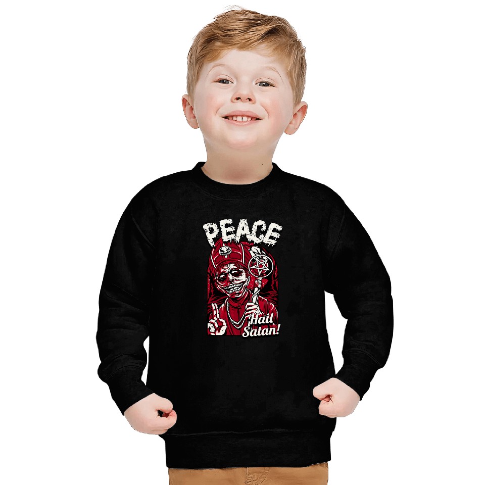 Peace Hail Satan Pentagram Occult Priest Dark Humor Sweatshirts