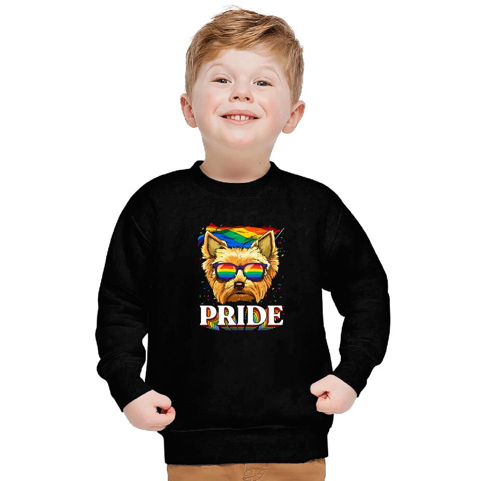 LGBT Pride Yorkshire Terrier Gay Pride Rainbow Flag Sunglasses 214 Sweatshirts