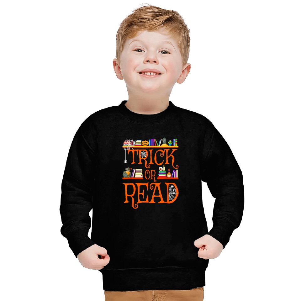 Reading Book Halloween Book Lovers Librarian Trick or Read Library Event Reader Sweatshirts