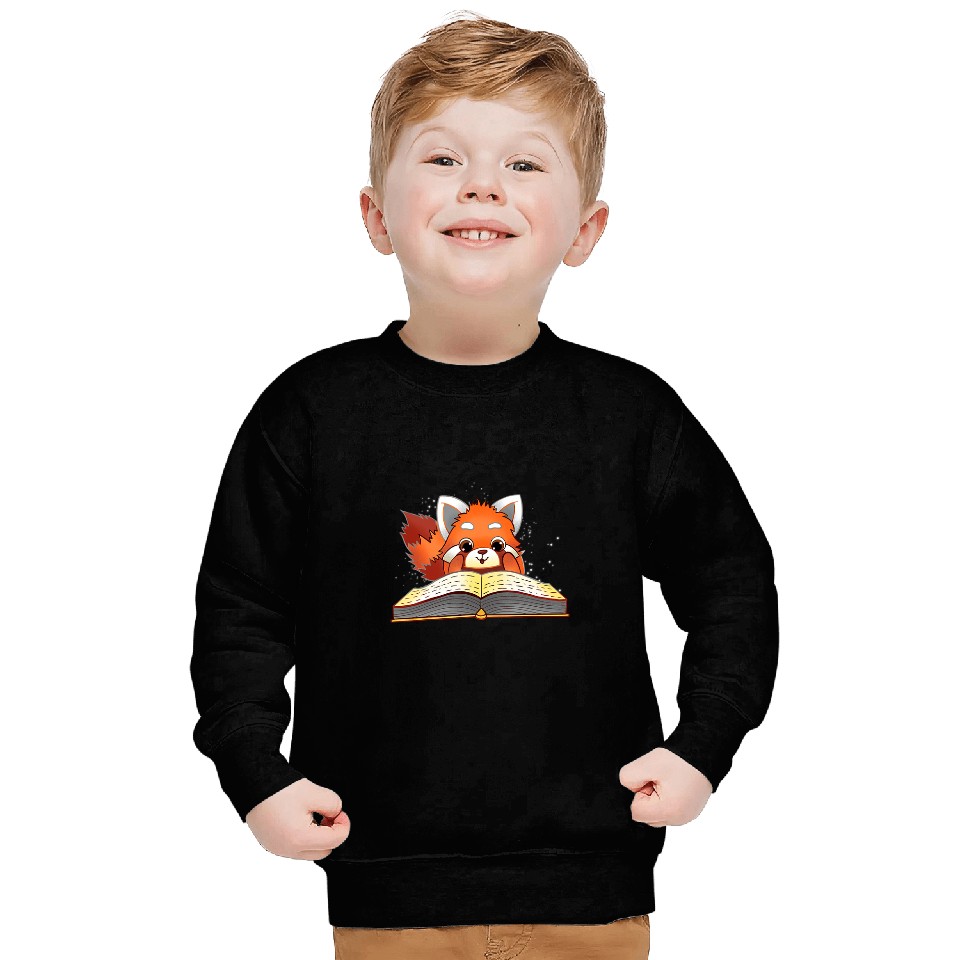 Reading Book Cute Red Panda Reading a Book Lover Bookworm Love Reader Sweatshirts