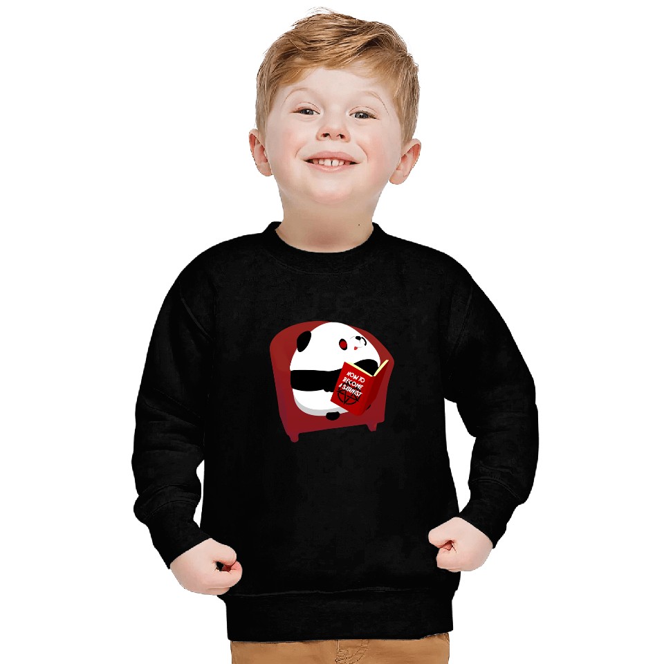 Funny Bear How to become a Satanist Panda reads book Cute Bears Sweatshirts