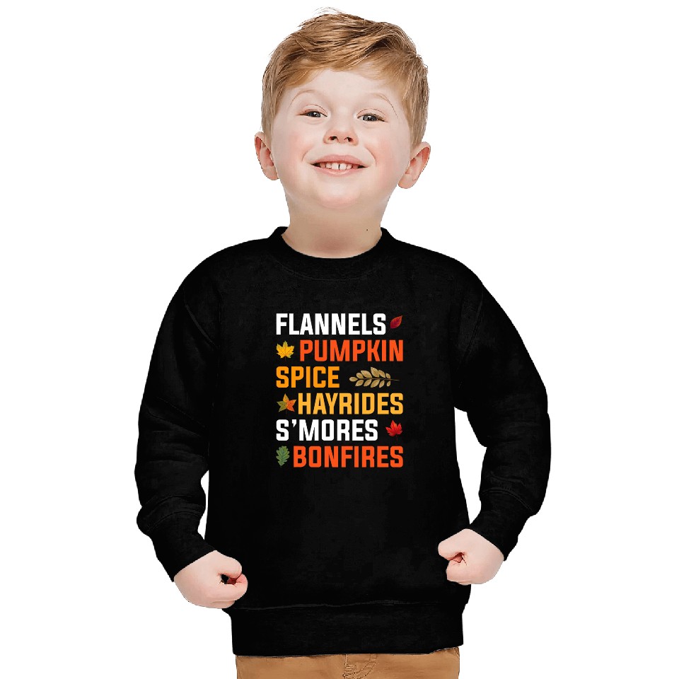 Funny Flannel Pumpkin Spice Hayrides Bonfires Fall Autumn Sweatshirts