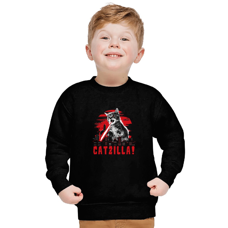 Beware Catzilla Laser Cat Sweatshirts