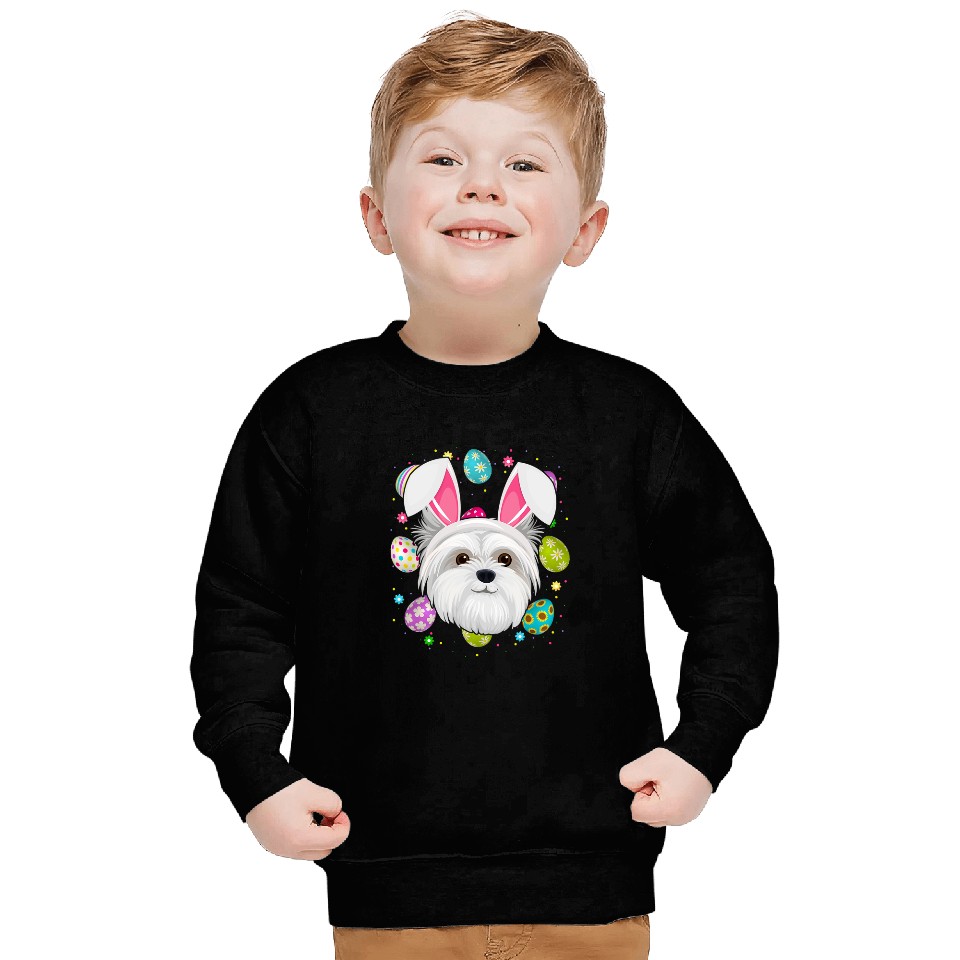 Maltese Pet Easter Egg Lover Bunny Ear Maltese Dog Face Easter Sunday Sweatshirts