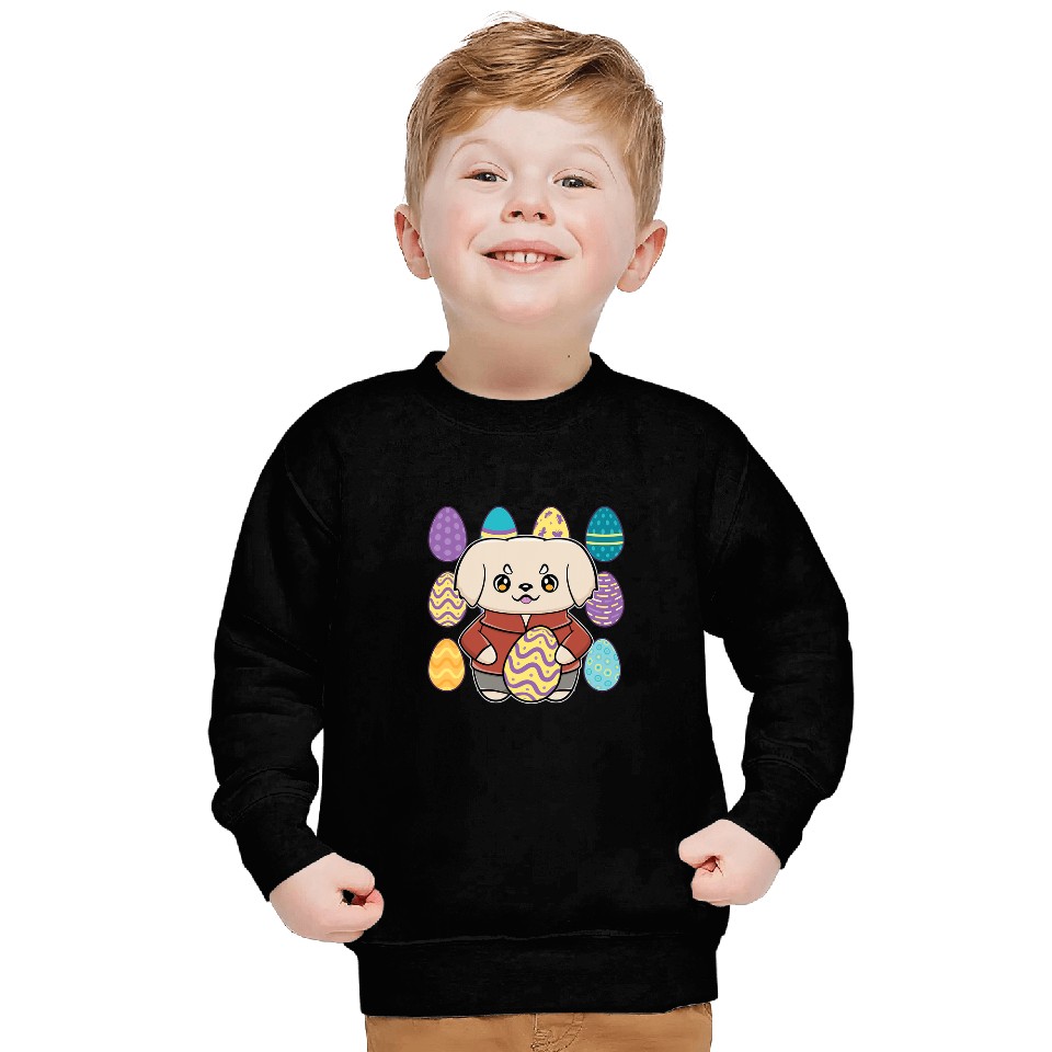 Golden Retriever Pet Anime Dog Easter Egg Hunt Sweatshirts