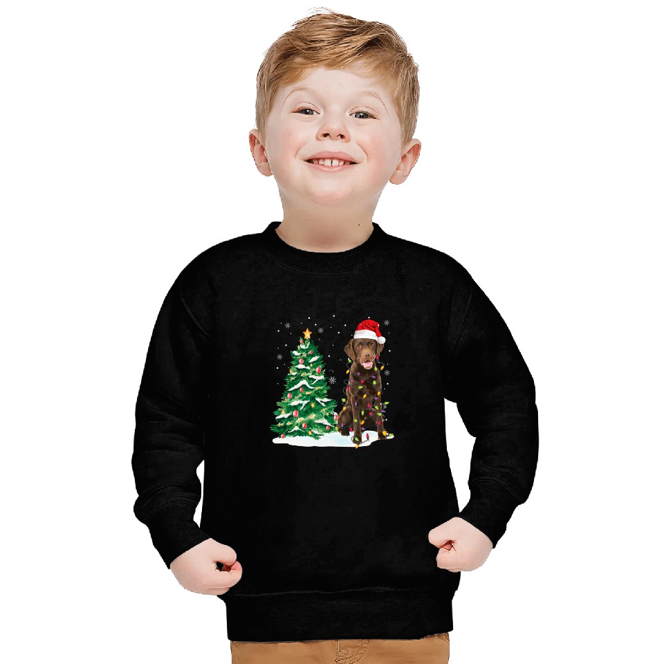 Labrador Pet chocolate labrador Christmas Lights Decor xmass Tree Sweatshirts