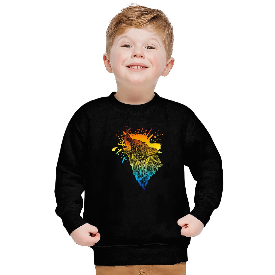 Coyote Mammal A lonely wolfs howls the moon4 Sweatshirts
