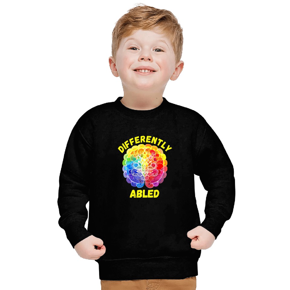 Autism Puzzle Differently Abled NeuroDiversity Autism Rainbow Brain Art Sweatshirts