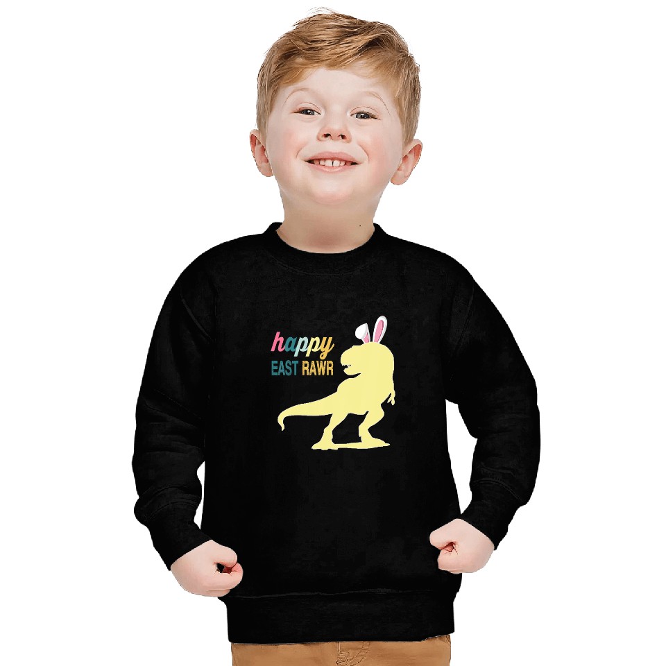 Dinosaur Pet Kids Easter Day Happy Eastrawr T rex Sweatshirts
