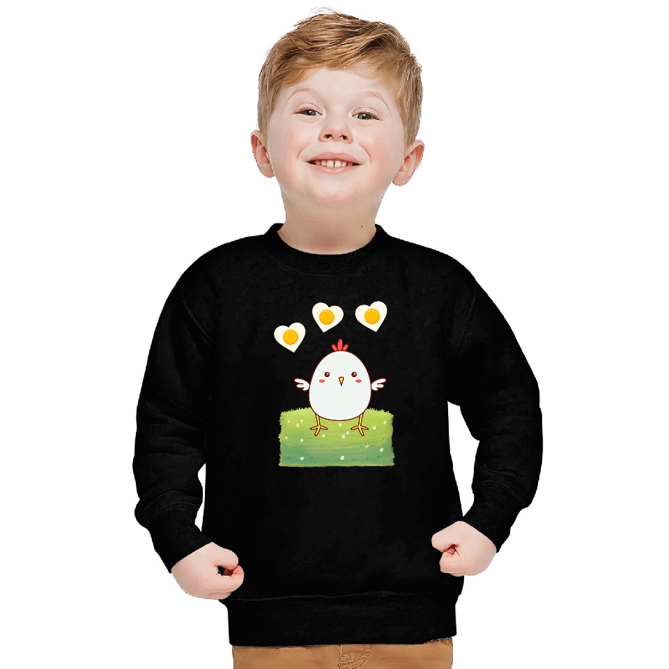 Chicken Pet Lover Design with Fried Egg Hearts 0 Sweatshirts