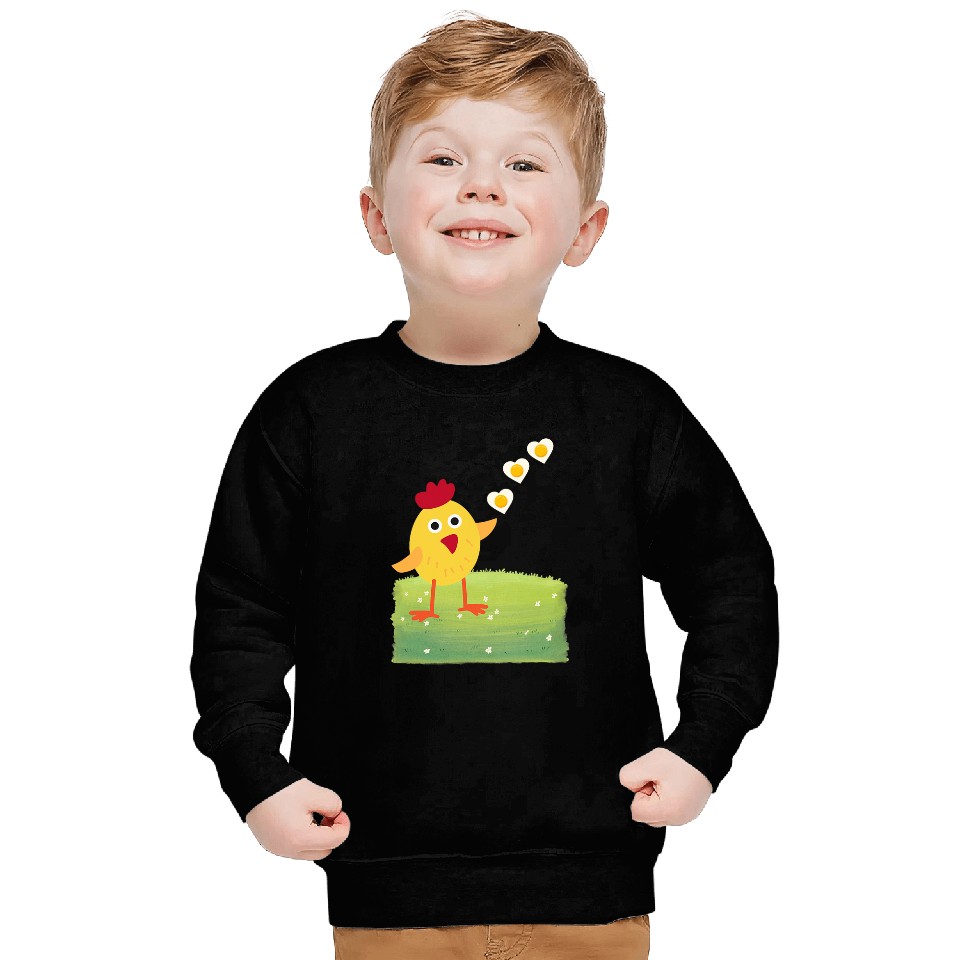 Chicken Pet Lover Design with Fried Egg Hearts Sweatshirts