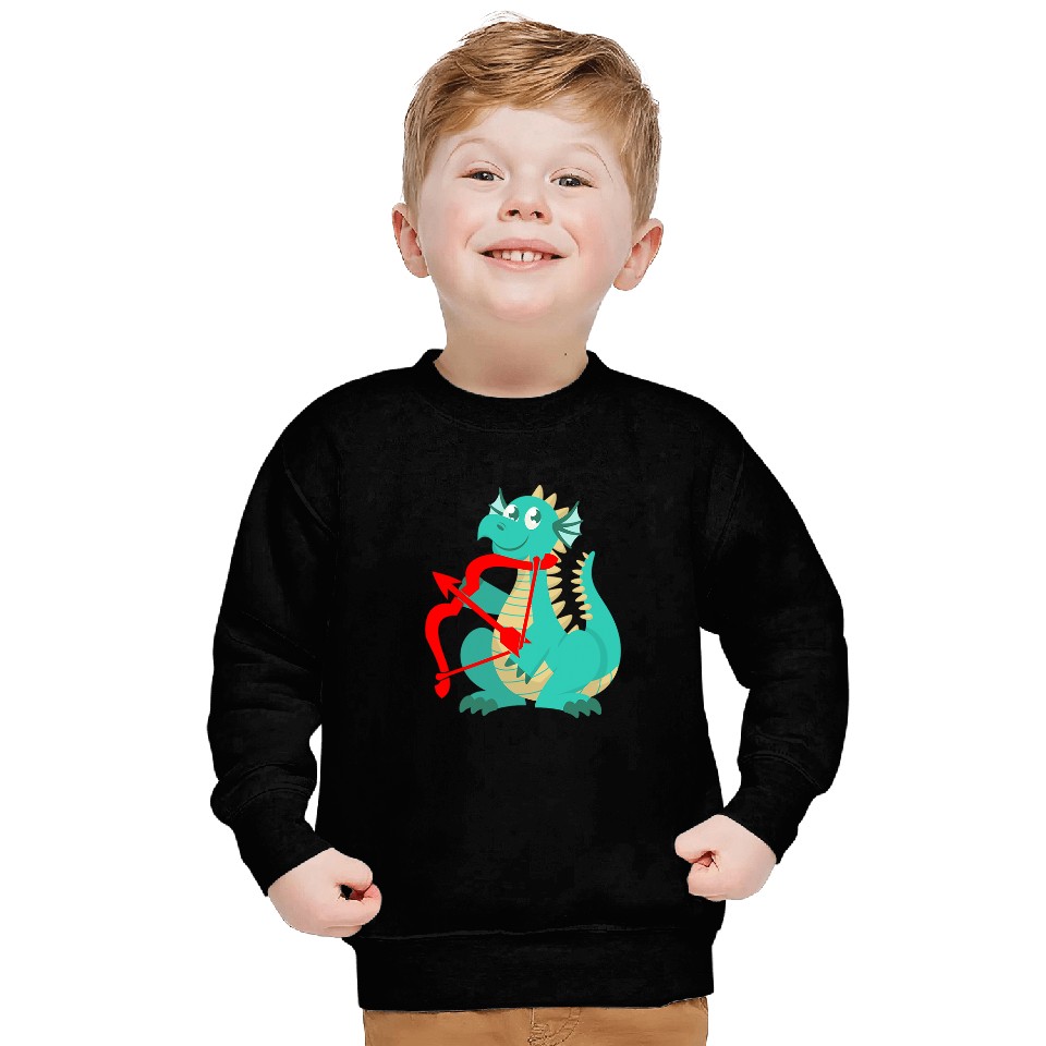 Dragon Pet Valentines Day Dragon Red Cupid Bow Sweatshirts