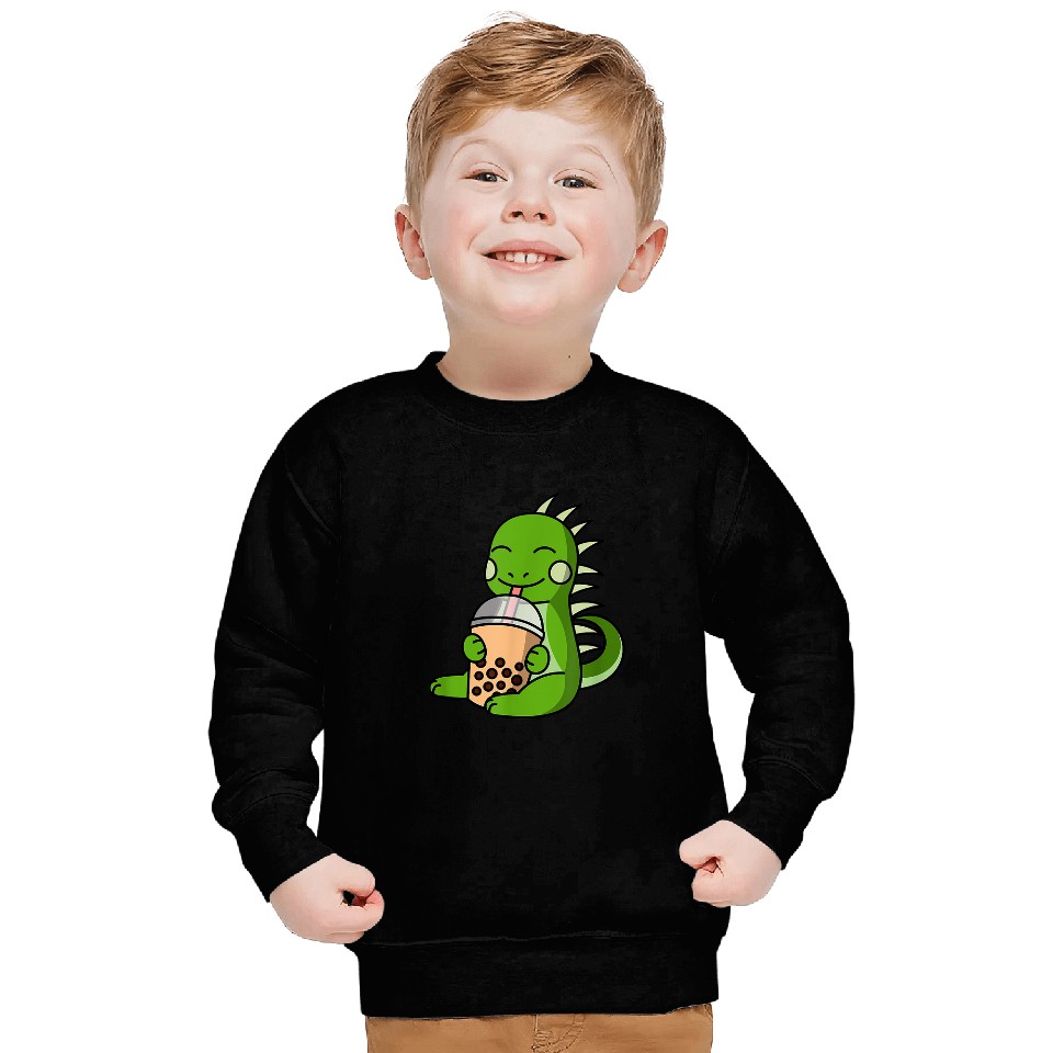Iguana Pet Lover Boba Bubble Milk Tea Iguana Reptile Pet Sweatshirts