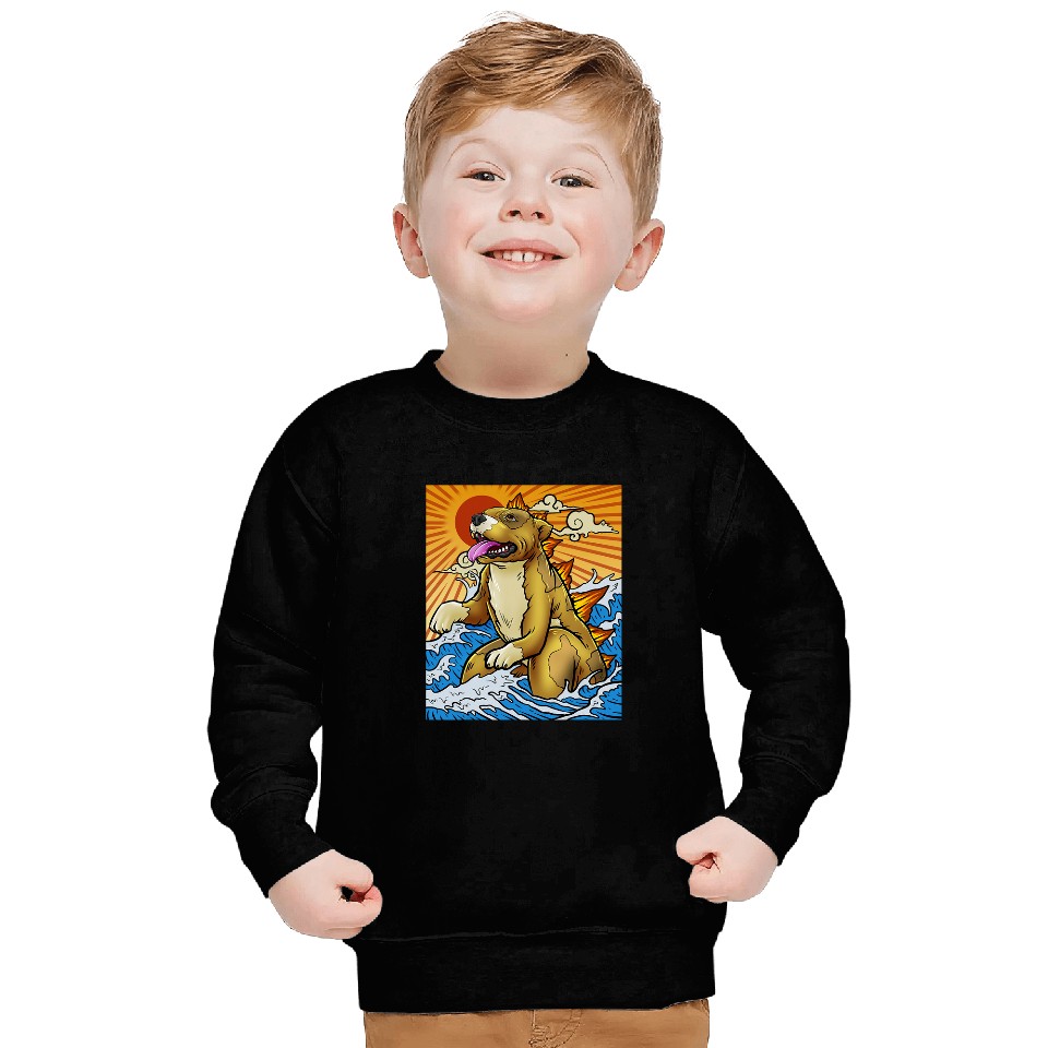 Pitbull Dog Kaiju Giant Pitbull Monster Funny Pitbull Sweatshirts