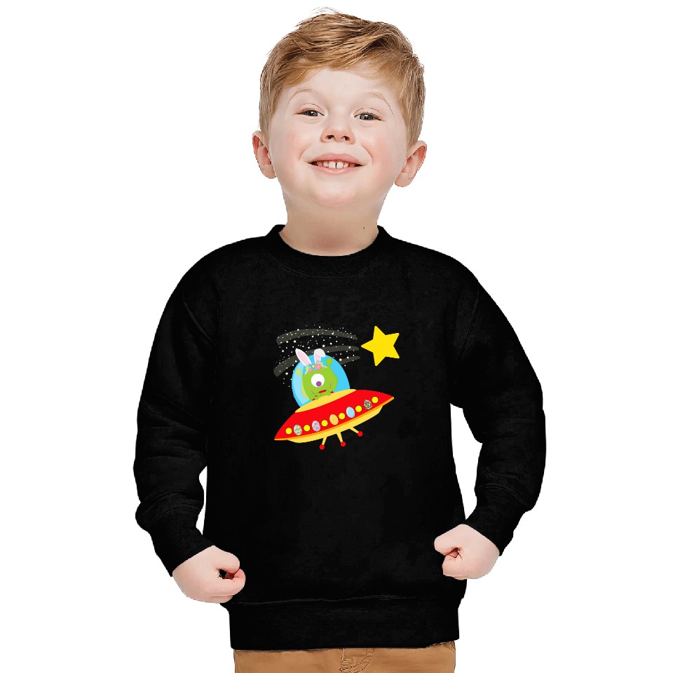 Aliens UFO Funny Easter UFO Alien bunny Outer space rabbit eggs Sweatshirts