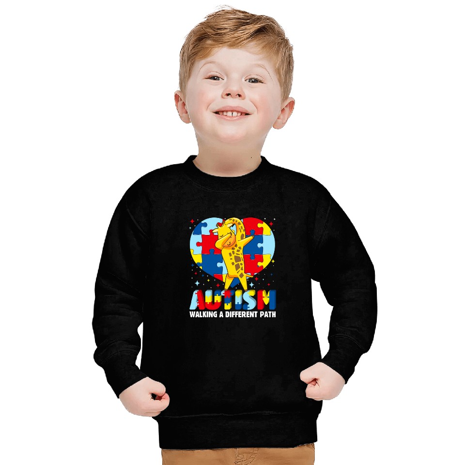 Giraffe Pet  Giraffes Walking A Different Path Autism Awareness Sweatshirts