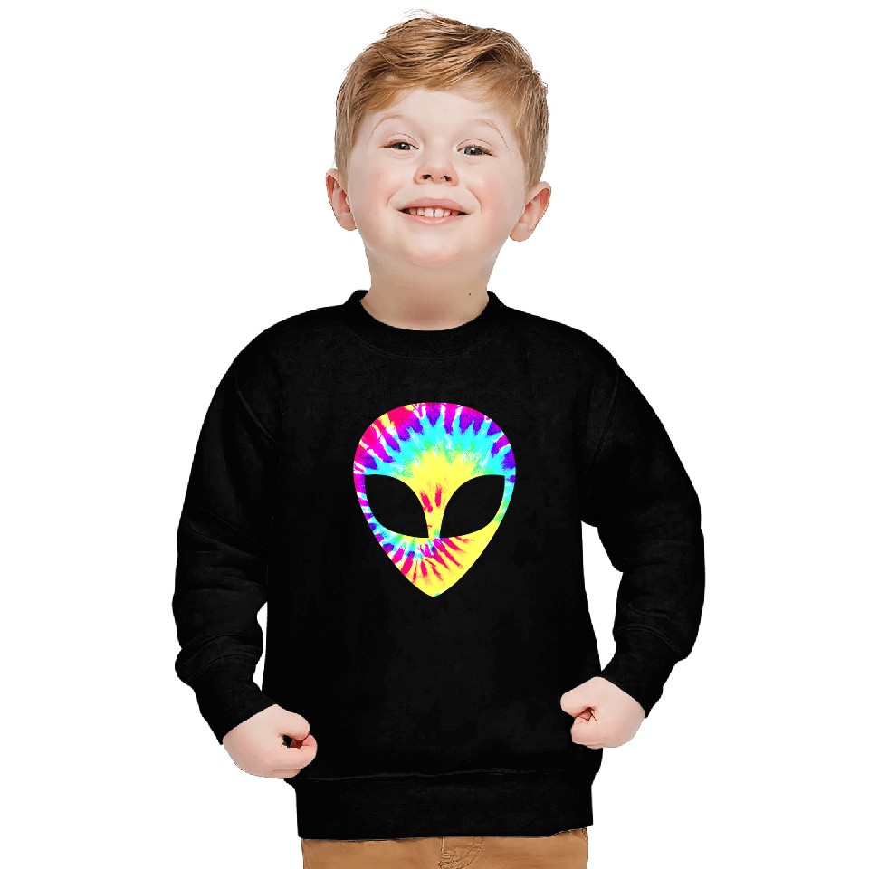 Aliens UFO Trippy Alien Hippie Rainbow Hippie Face Sweatshirts
