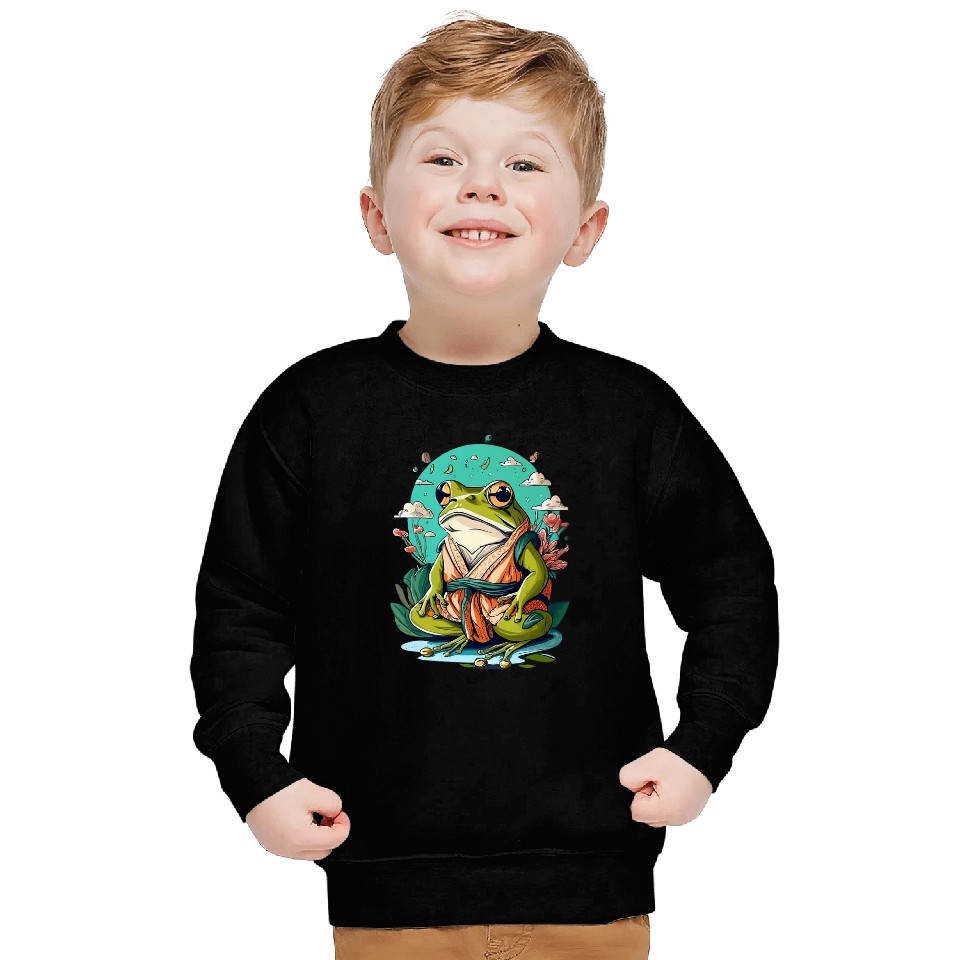 Frog Pet cute cottagecore frog grumpy japanese frog karate sensei Sweatshirts
