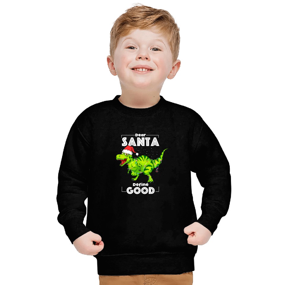 Dinosaur Pet Dear Santa Define Good Christmas Lights Tree Rex Sweatshirts