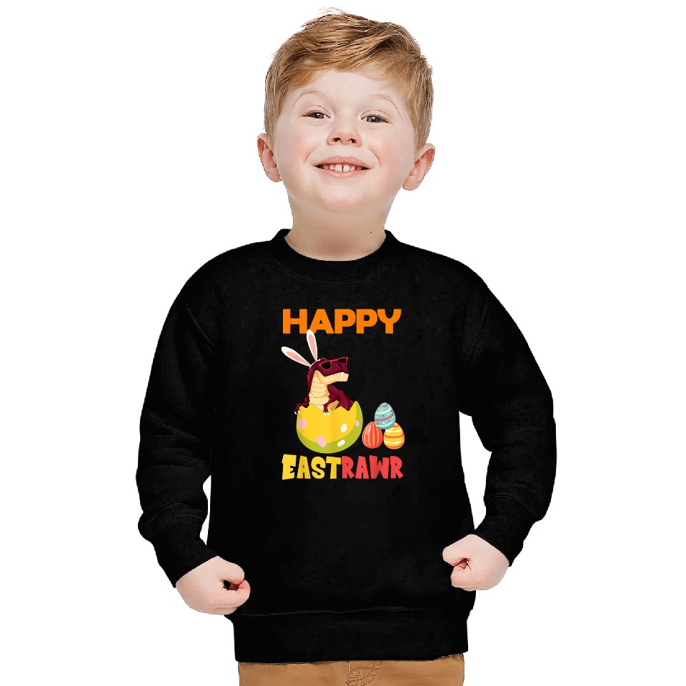 Dinosaur Pet Easter Boy Bunny out Egg Wishing Tee Sweatshirts