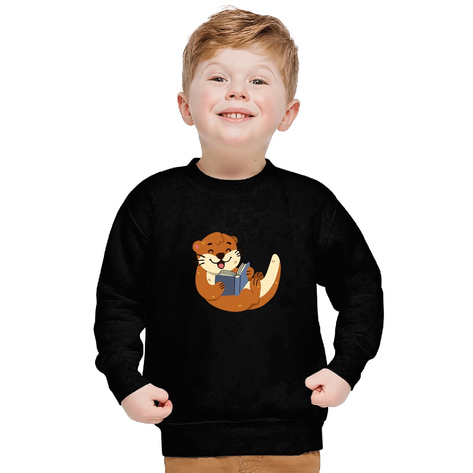 Otter Pet Otter Reading a Book Sweatshirts