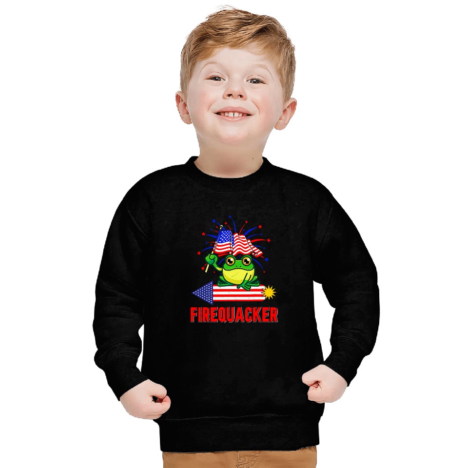Frog Pet Funny Fourth of July USA Firequacker Sweatshirts