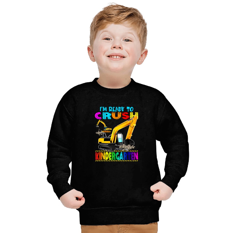 Excavator Fun Kindergarten Excavator Construction Back To School Boys Sweatshirts